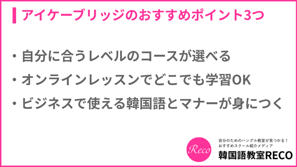 アイケーブリッジのおすすめポイント3つについての説明画像